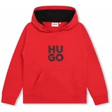 Hugo Otroški pulover rdeča barva, s kapuco