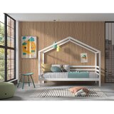 Vipack Bijeli dječji krevet od masivnog bora u obliku kućice s podnicom 90x200 cm Dallas – | shoptok.hr