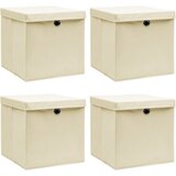  Kutije za pohranu s poklopcima 4 kom krem 32x32x32 cm tkanina | Eponuda.ba