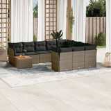  The Living Store Vrtna sedežna garnitura 11-delna z blazinami siv poli ratan - Vrtna Sedežna Garniture, (21469260) | Shoptok.si