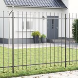 vidaXL vrtna ograja z vrhom v obliki sulice, siva, 13,6 x 1,5 m, jeklo | Shoptok.si