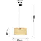  Luster na sajli ALBA 1xE27/15W/230V, prečnik 40 cm, ratan/crna | Eponuda.com