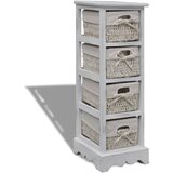 vidaXL Predalnik s 4 pletenimi košarami les bele barve, (20622777) | Shoptok.si