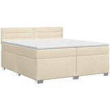 Boxspring krevet s madracem Krem 200 x 200 cm Tkanina Slike