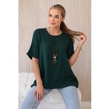 Kesi Włoski Oversized blouse with pendant dark green | Shoptok.si