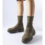 Gemre Green slip-on eco-suede ankle boots Montefusco | ePonuda.com