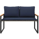  Klupa s jastukom Siva i tamnoplava 115 x 65 x 72 cm Ratan | shoptok.hr
