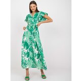 Fashion Hunters White and green envelope dress with prints and ties Cene