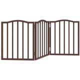 vidaXL Vrata za pse zložljiva 3 paneli rjava 150 cm topolovina | Shoptok.si