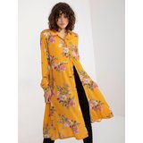 Fashion Hunters Lady's Long Shirt with Floral Pattern - Yellow | Shoptok.si