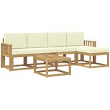 vidaXL Zunanja garnitura za sedenje z blazino 6 pcs Bela in krem, (5000281736) | Shoptok.si