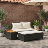  Set vanjskih sofa 4 pcs Crna i krem-bijela Poliratan i Akacija | shoptok.hr