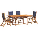  5-dijelni vrtni blagovaonski set od drva bagrema i tekstilena | shoptok.hr