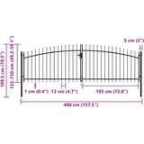  Dvokrilna ogradna vrata Woerden s kopljem na vrhu 400x199,5 cm | shoptok.hr