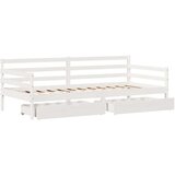 vidaXL dnevna postelja s predali bela 90x200 cm trdna borovina, (21303693) | Shoptok.si