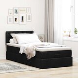  Otomanski okvir kreveta s madraca crni 80x200cm od tkanine | shoptok.hr