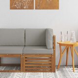 Vanjski kutni kauč Čvrsto drvo akacije Prirodna - Prirodna i svijetlo siva kutna sofa | shoptok.hr