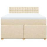  Boxspring - Krevet s oprugama i madracem krem 140 x 190 cm od tkanine - Krema 140 x 190 cm gumbi | shoptok.hr