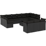  14-dijelni set vrtnih sofa s jastucima poliratan crni | shoptok.hr