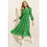 Bigdart 2137 Patterned Chiffon Dress - Green
