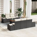vidaXL 6-delni vrtni sofa set s blazinami črna poli ratan acacia Cene