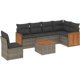 Maison Chic Seti vrtnega pohištva - Vrtna garnitura - Vrtni pohištvo set 7-delna z blazinami siv poli ratan, (21803401) | Shoptok.si