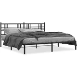 Metalni okvir za krevet s uzglavljem crni 200x200 cm