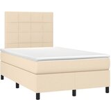 vidaXL Box spring postelja z vzmetnico krem 120x190 cm blago, (21111510) | Shoptok.si