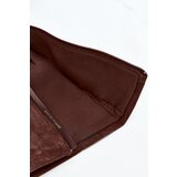 Boto Suede Boots With Flat Heel Brown Eelin | shoptok.hr