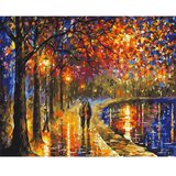  Slika za samostalno slikanje - An autumn walk in the light of street lamps 50x40 | shoptok.hr