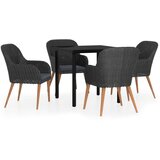  5-dijelni vrtni blagovaonski set s jastucima crni | shoptok.hr