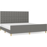 The Living Store Posteljni okvir z vzglavjem temno siv 200x200 cm blago - Posteljni Okvir Z Vzglavjem, (21523981) | Shoptok.si
