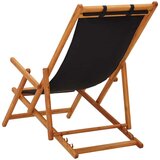  Zložljiv stol za na plažo trden evkaliptusov les in črno blago, (20658616) | Shoptok.si