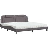  Krevet s madracem sivi 200 x 200 cm od umjetne kože | shoptok.hr