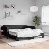 vidaXL Izvlečna dnevna postelja z vzmetnicami črna 100x200 cm blago Cene