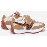 Boto Children's Velcro Sneakers Leopard Print Dark Beige Tezzu | Shoptok.si