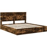  Postelja s shranjevanjem z vzglavjem Dimljeni oreh 180 x 200 cm, (5000106340) | Shoptok.si