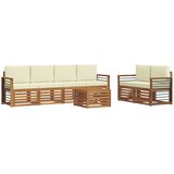  Set vanjskih sofa 7 kom. Prirodna i krem Čvrsto drvo akacije | shoptok.hr