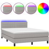  Box spring s madracem LED svjetlosivi 140x190 cm tkanina | shoptok.hr