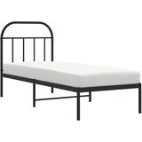  Metalni okvir za krevet s uzglavljem crni 75x190 cm | shoptok.hr