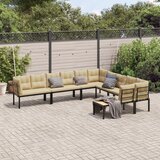 vidaXL 6-dijelni set vrtnih sofa s jastucima čelik obložen prahom crni Cijene