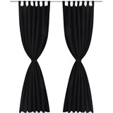  2 komada Crna Mikro-Satenska Zavjesa s Tregerima 140 x 175 cm | shoptok.hr