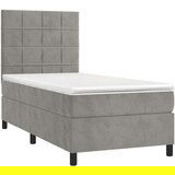 Box spring postelja z vzmetnico LED svetlo siva 90x200 cm žamet, (20789440) | Shoptok.si