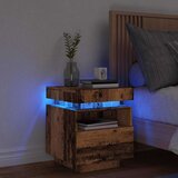 vidaXL Noćni ormarić s LED svjetlima staro drvo 40x39x48,5 cm | shoptok.hr