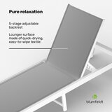 Blumfeldt Lucca Lounge ležalnik | 120 kg nosilnost | 5-stopenjski | vodoodporen | Shoptok.si