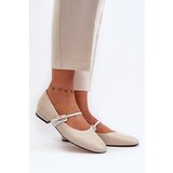 Laura Messi Women's Leather Ballerina Flats 2774 Beige | shoptok.hr