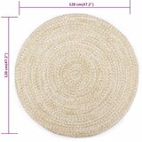  Ručno rađeni tepih od jute bijele i prirodne boje 120 cm | shoptok.hr