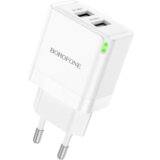 USB punjač BOROFONE BN15 Strong dual-port 2xUSB, white  USB punjač BOROFONE BN15 Strong dual-port 2xUSB, white Slike