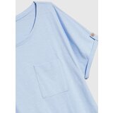 Marisse Blue Cotton T-Shirt With Pocket | Shoptok.si