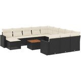  13-dijelni set vrtnih sofa s jastucima poliratan crni | shoptok.hr